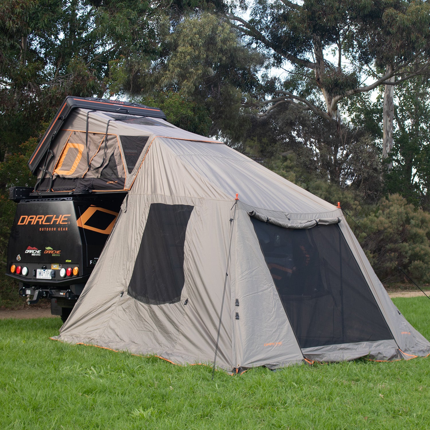 hard shell rooftop tent with annex DOUBLE DEE ROOF TOP TENT ANNEX – DARCHE®